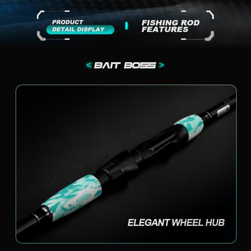 Bait Boss 2.1M Carbon Fiber Spinning Fishing Rod and Reel Combo β High Sensitivity 2-Piece Rod with BB3000 Reel, Lures, Tackle Box & Carrying Case β All-Purpose Freshwater/Saltwater Kit